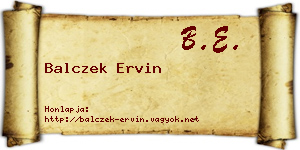 Balczek Ervin névjegykártya